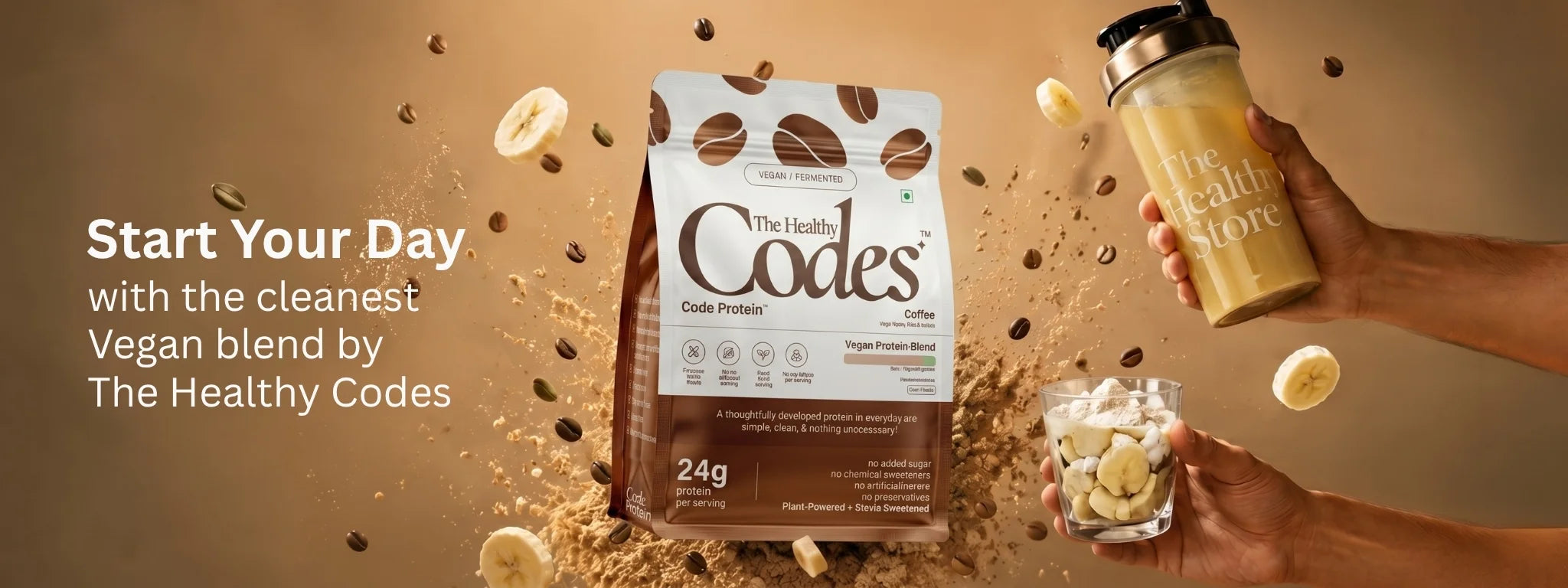 The Healthy Codes | Code Protein Coffee | Vegan Fermented Protein Blend | Clean Daily Wellness Protein