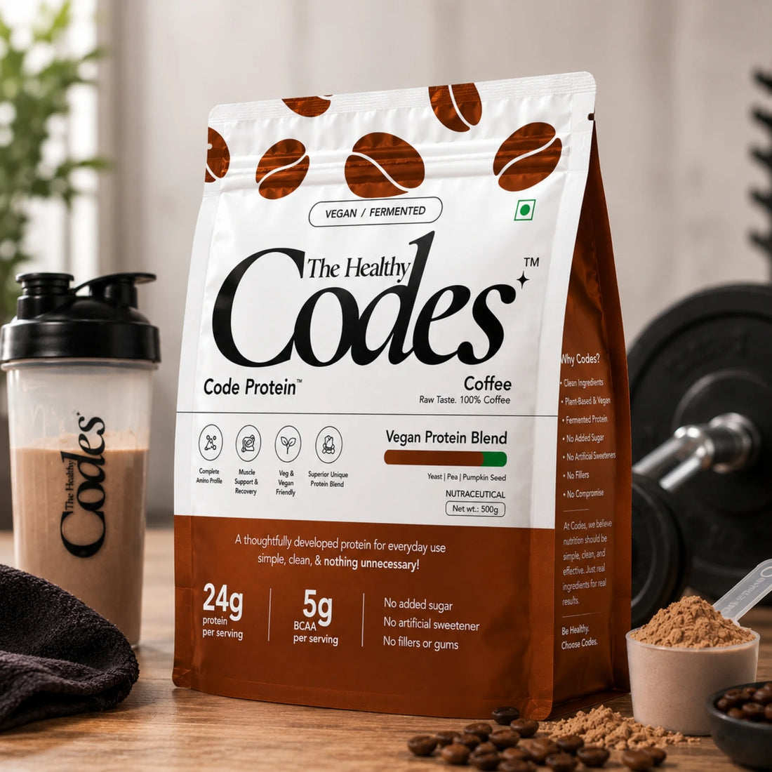 The Healthy Codes | Code Protein Coffee | Vegan Fermented Protein Blend | Clean Daily Wellness Protein
