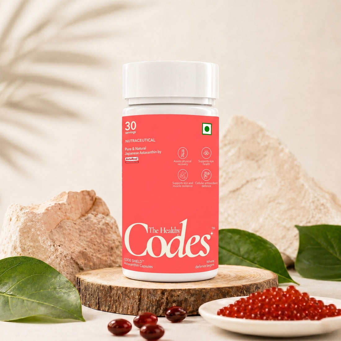 The Healthy Codes | Code Shield | Astaxanthin 4mg | Antioxidant & Daily Wellness Support Capsules | Immunity Booster Supplement